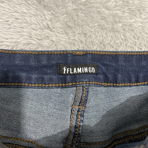 Flamingo Jeans Womens Size XL Flare Bell Bottom Distressed Dark Wash High Rise‎ - Picture 2 of 8